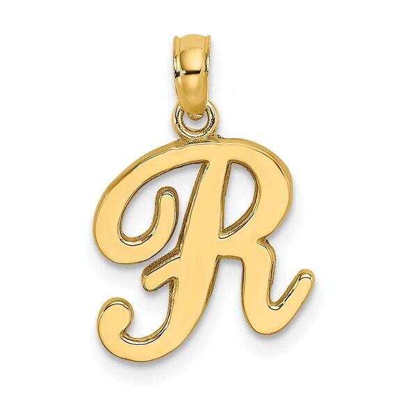 10K Yellow Gold Polished R Script Initial Charm - Picture 6 of 9